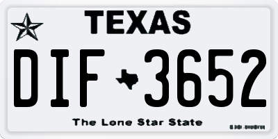 TX license plate DIF3652