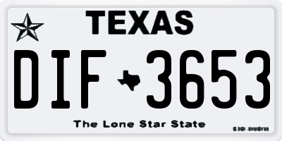 TX license plate DIF3653