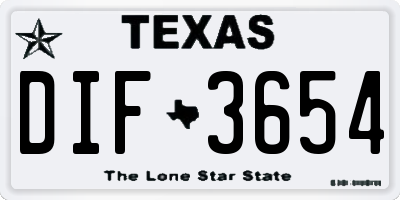 TX license plate DIF3654