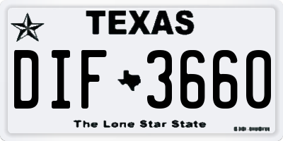 TX license plate DIF3660