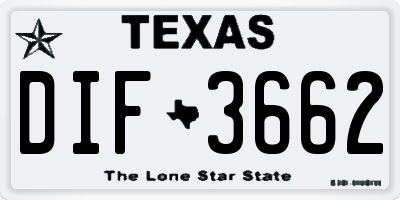 TX license plate DIF3662