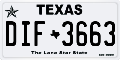 TX license plate DIF3663