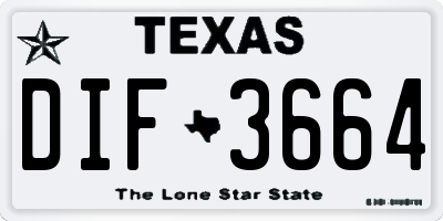TX license plate DIF3664