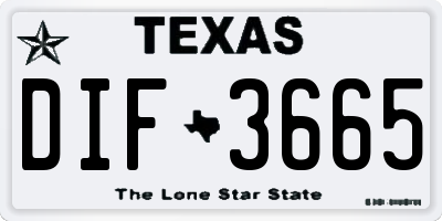 TX license plate DIF3665