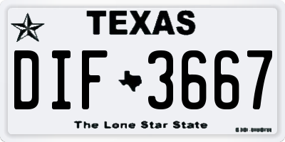 TX license plate DIF3667