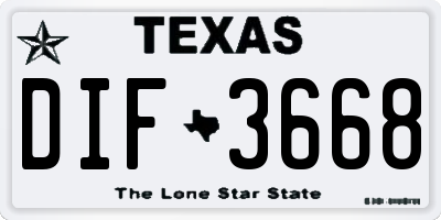 TX license plate DIF3668