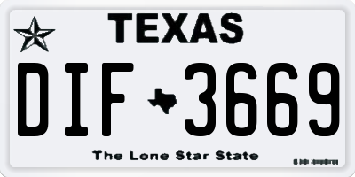 TX license plate DIF3669