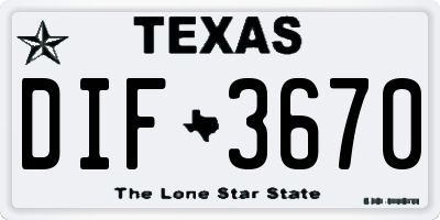 TX license plate DIF3670