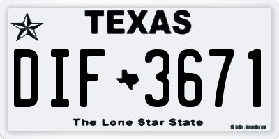 TX license plate DIF3671