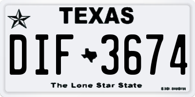 TX license plate DIF3674