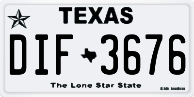 TX license plate DIF3676