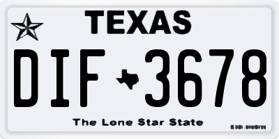 TX license plate DIF3678