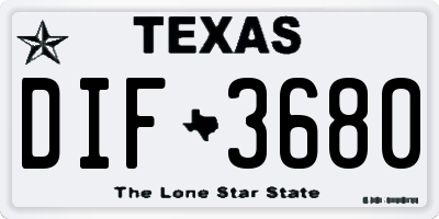 TX license plate DIF3680