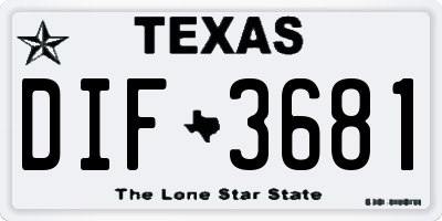TX license plate DIF3681