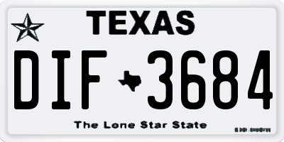TX license plate DIF3684