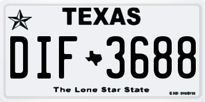 TX license plate DIF3688