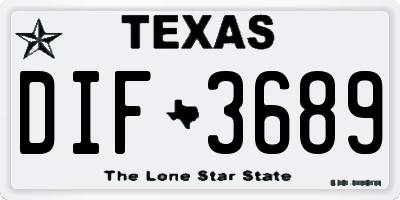 TX license plate DIF3689