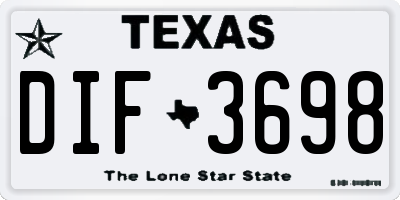 TX license plate DIF3698