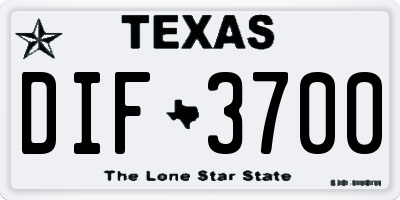 TX license plate DIF3700