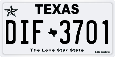 TX license plate DIF3701