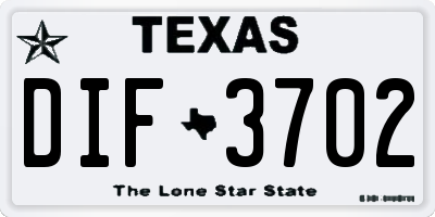 TX license plate DIF3702