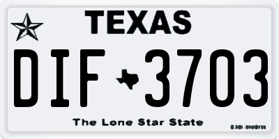 TX license plate DIF3703