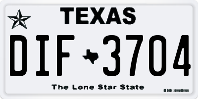 TX license plate DIF3704