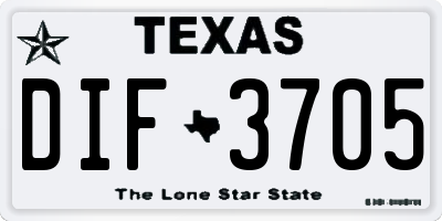 TX license plate DIF3705