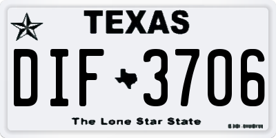 TX license plate DIF3706