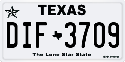 TX license plate DIF3709