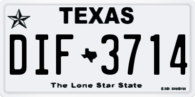 TX license plate DIF3714