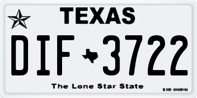 TX license plate DIF3722