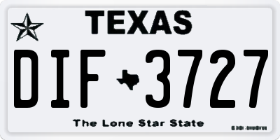 TX license plate DIF3727