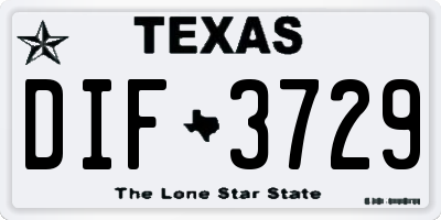 TX license plate DIF3729
