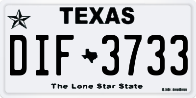 TX license plate DIF3733