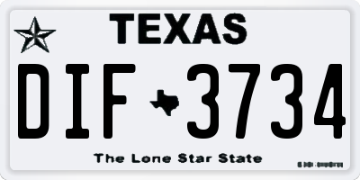 TX license plate DIF3734