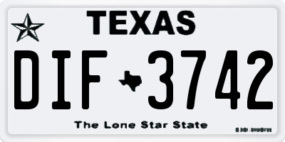 TX license plate DIF3742