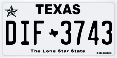 TX license plate DIF3743
