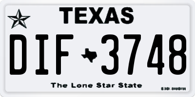 TX license plate DIF3748