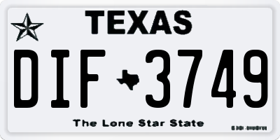 TX license plate DIF3749
