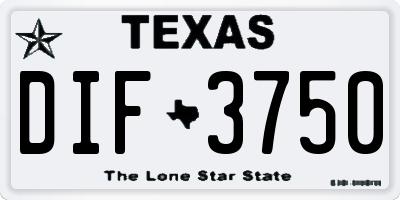 TX license plate DIF3750