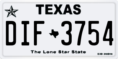 TX license plate DIF3754