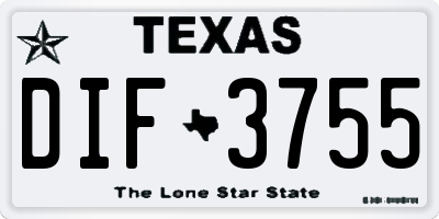 TX license plate DIF3755