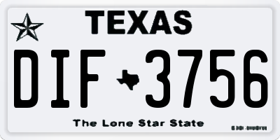 TX license plate DIF3756