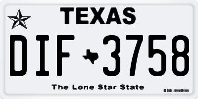 TX license plate DIF3758