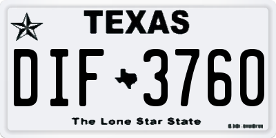 TX license plate DIF3760