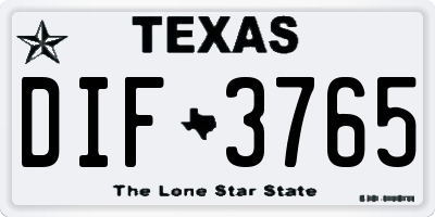 TX license plate DIF3765