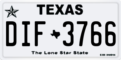 TX license plate DIF3766