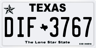 TX license plate DIF3767