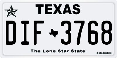 TX license plate DIF3768
